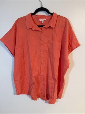Como Vintage Coral Short-Sleeve Button-Down Shirt